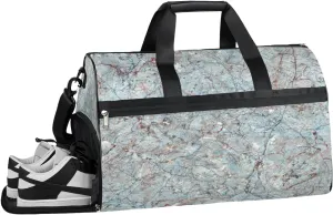 Natural Stone Texture Resistant Sports Gym Bag for Women Men Travel Duffel bag with Wet Pocket & Shoes Compartment Waterproof Weekender Bag 19.7"x9.9"x13"