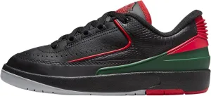 NIKE Air Jordan 2 Retro Low Big Kids' Shoes (FJ6869-006, Black/Fir/Cement Grey/Fire Red) Size 6.5