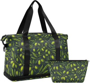 Olive Duffel Gym Bag for Women Sports Travel Duffel Bag Sports Gym Bag with Shoes Compartment Overnight Luggage Mommy Bag for Labor and Delivery