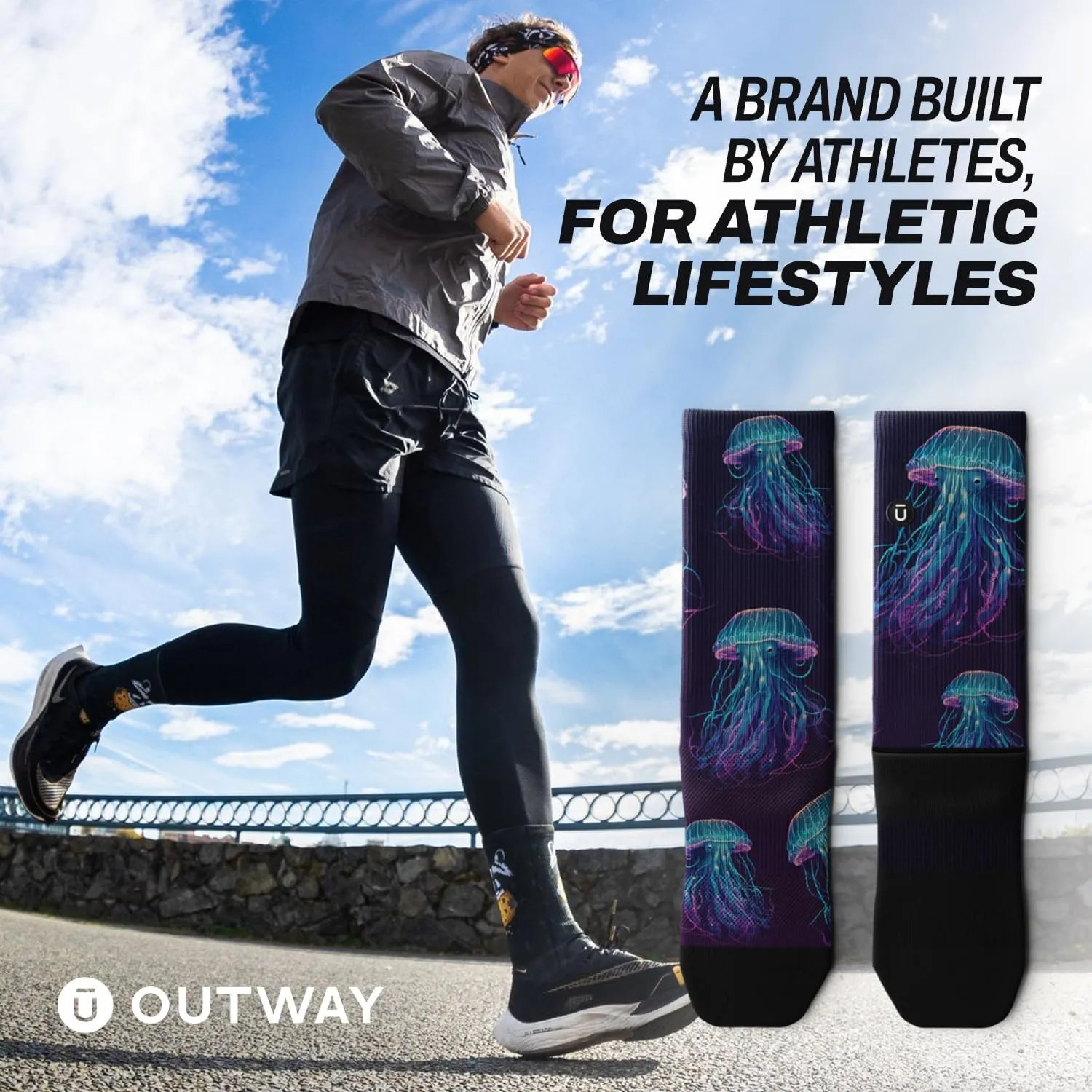Outway Crew Socks for Men & Women, Breathable, Moisture-Wicking Athletic Socks with Arch Support, Colorful, Durable Blend