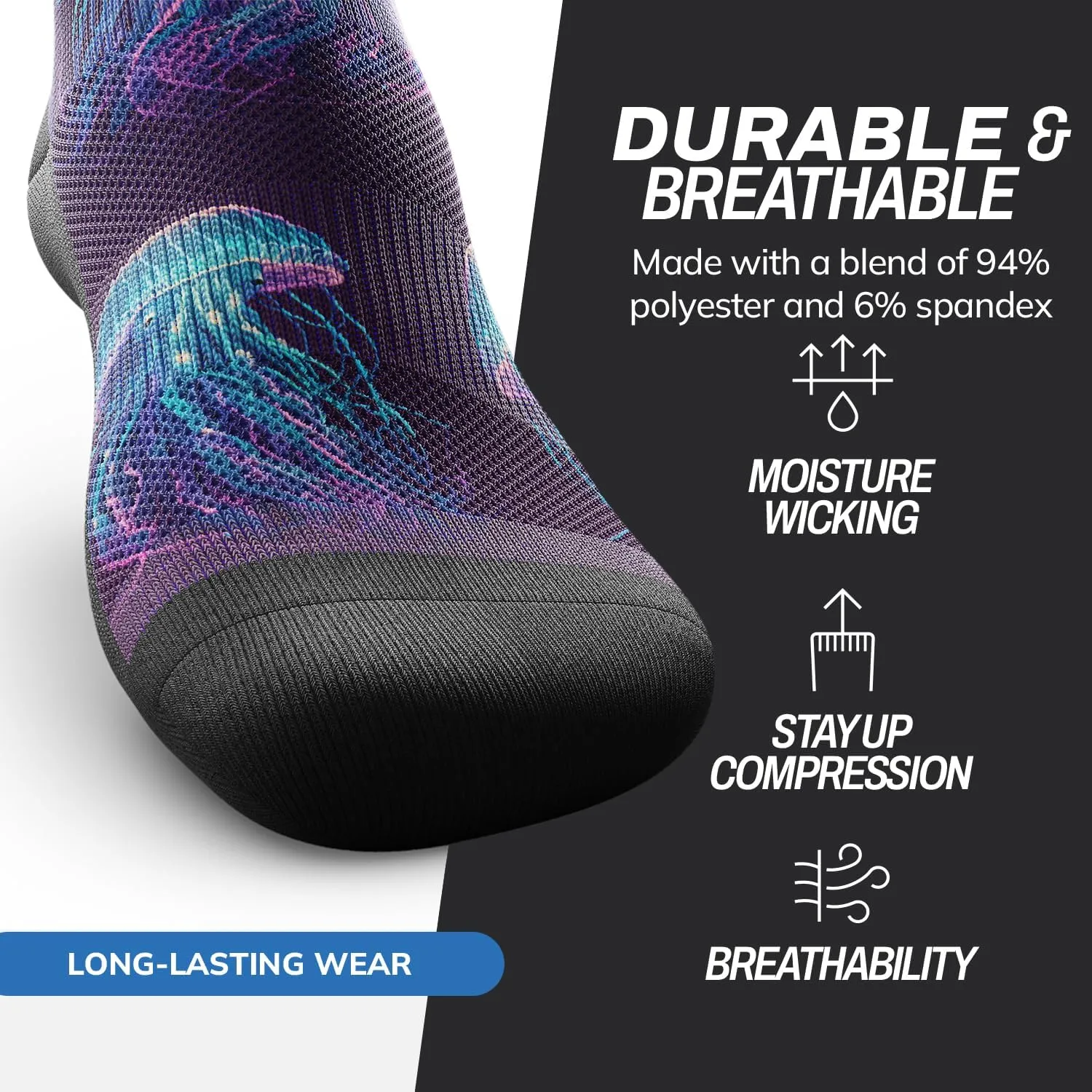 Outway Crew Socks for Men & Women, Breathable, Moisture-Wicking Athletic Socks with Arch Support, Colorful, Durable Blend