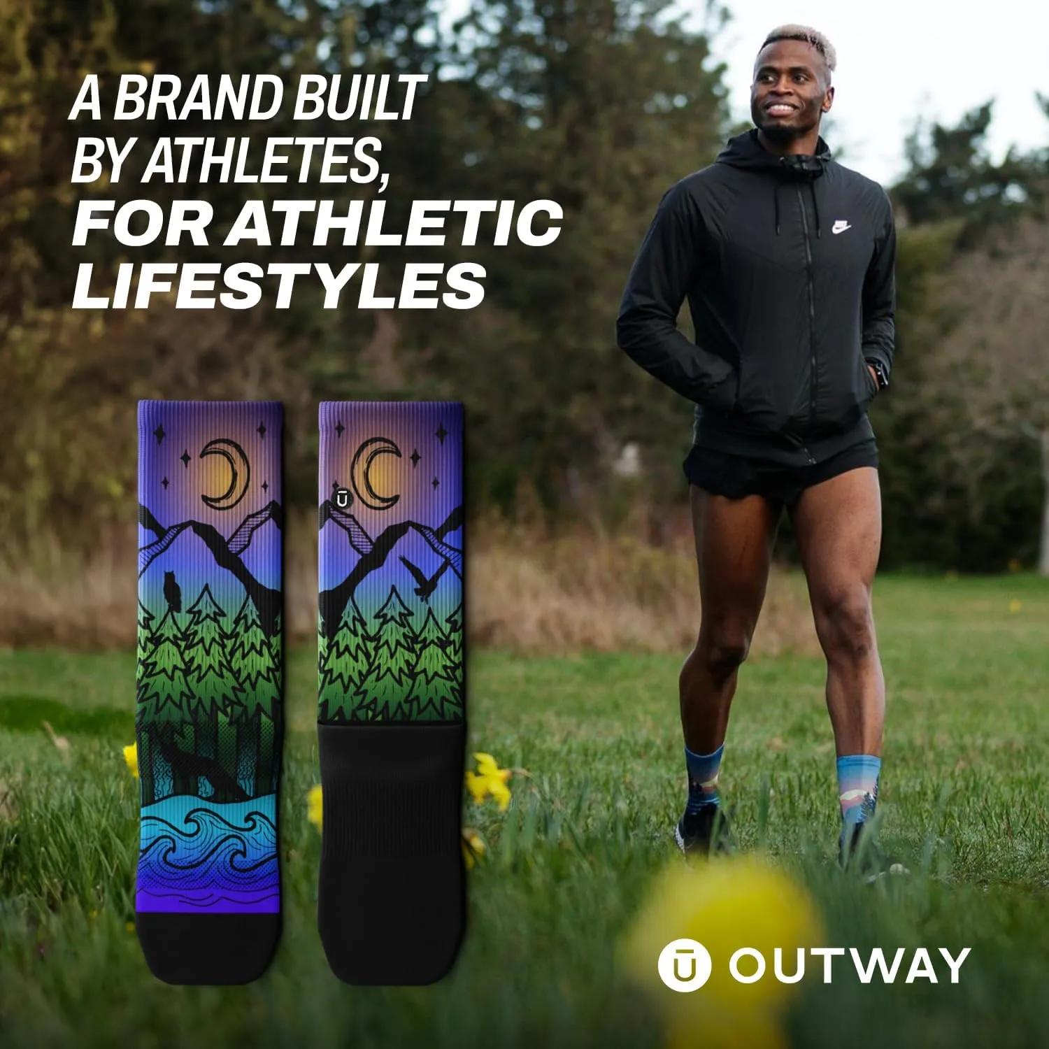 Outway Novelty Crew Socks for Men & Women, Breathable, Moisture-Wicking Athletic Calf Socks with Arch Support
