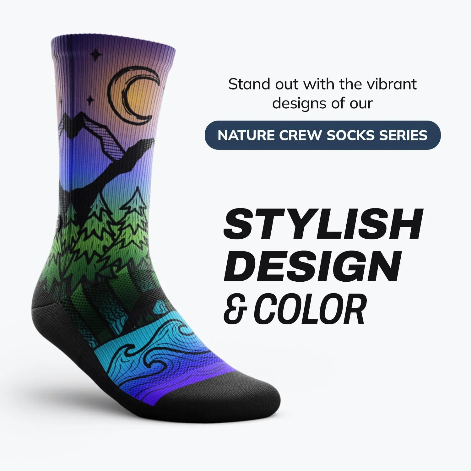 Outway Novelty Crew Socks for Men & Women, Breathable, Moisture-Wicking Athletic Calf Socks with Arch Support