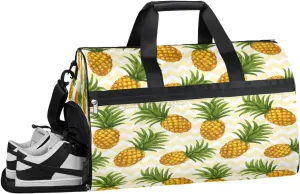 Pineapple Pattern Sports Gym Bag with Wet Pocket & Shoes Compartment Waterproof Workout Duffel Bag for Women and Men Weekender Overnight Duffle Bag Travel Carry-on Tote