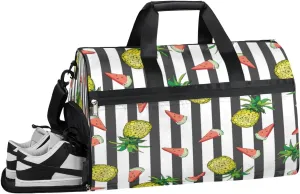 Pineapple Sports Gym Bag with Wet Pocket & Shoes Compartment Waterproof Workout Duffel Bag for Women and Men Weekender Overnight Duffle Bag Travel Carry-on Tote