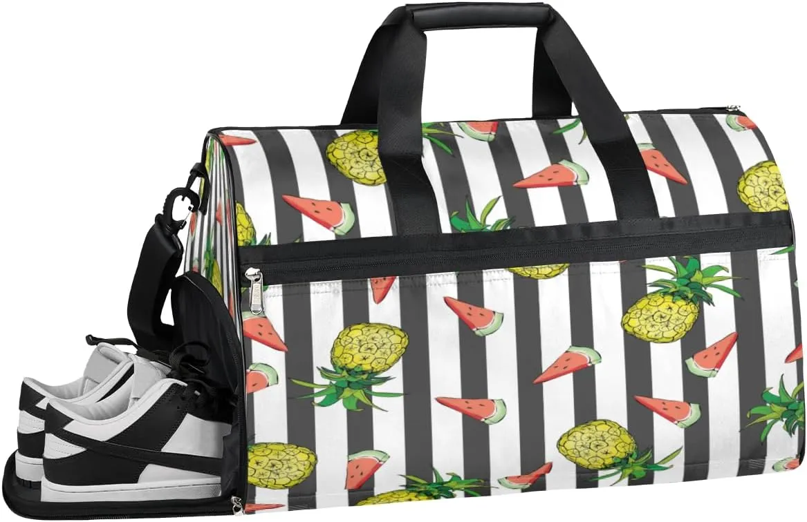 Pineapple Sports Gym Bag with Wet Pocket & Shoes Compartment Waterproof Workout Duffel Bag for Women and Men Weekender Overnight Duffle Bag Travel Carry-on Tote
