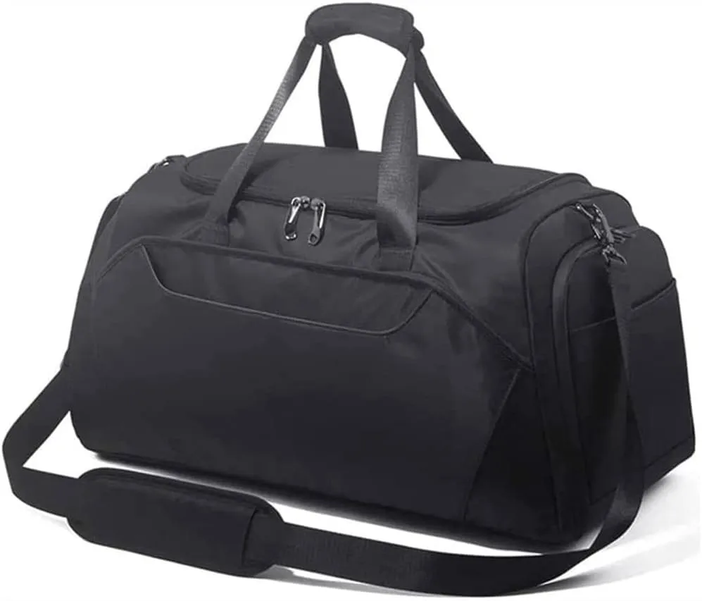Portable Sports Tote Bag, Sports Gym Bag with Shoes Compartment, Travel Duffel Bag for Men and Women, Suitable for Fitness Exercise and Outdoor Travel (Black)