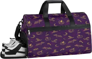 Pumpkins Hats Bats Candy Resistant Sports Gym Bag for Women Men Travel Duffel bag with Wet Pocket & Shoes Compartment Waterproof Weekender Bag 19.7"x9.9"x13"