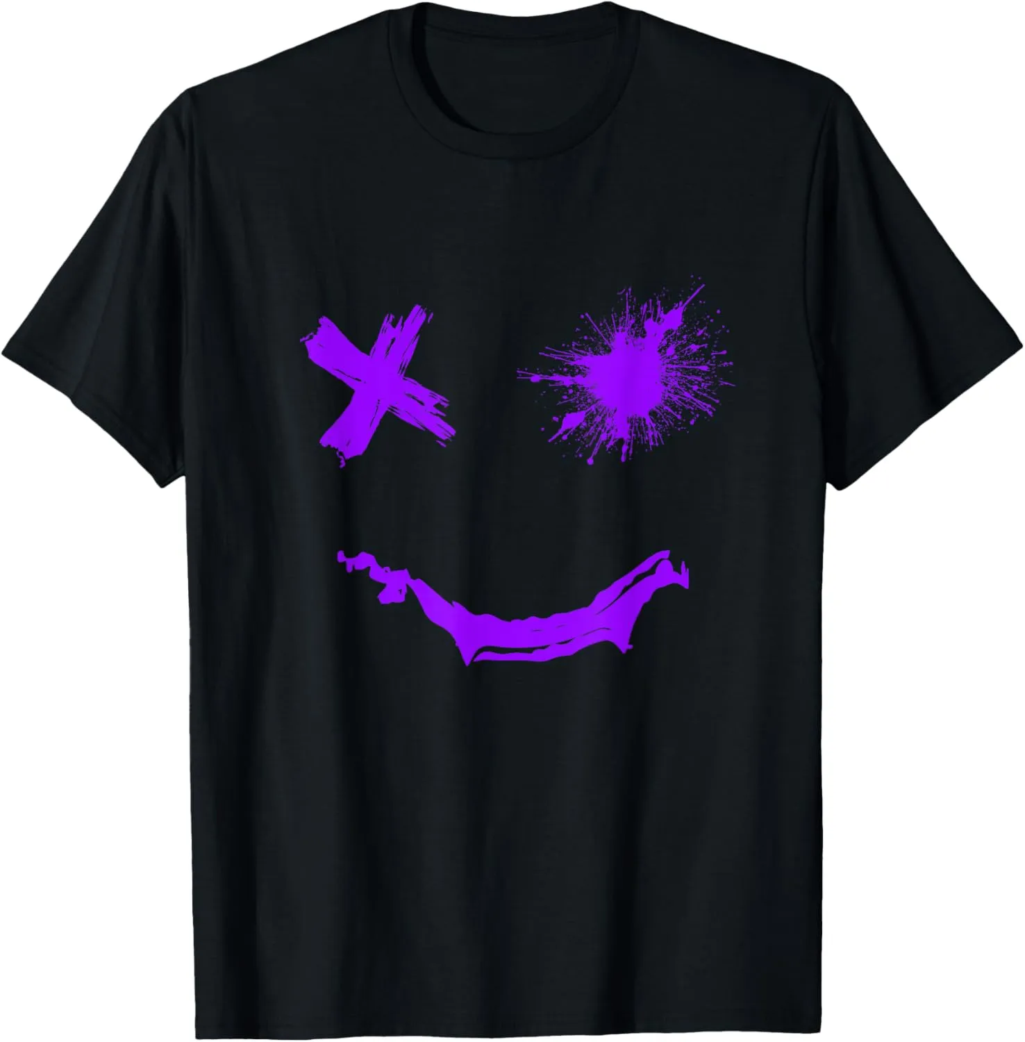 Purple Grunge Smile Purple Color Graphic T-Shirt