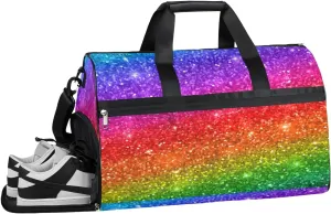 Rainbow Sports Gym Bag with Wet Pocket & Shoes Compartment Waterproof Workout Duffel Bag for Women and Men Weekender Overnight Duffle Bag Travel Carry-on Tote