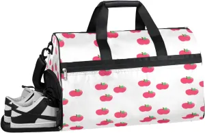 Red Apple Cute Sports Gym Bag for Women and Men Travel Duffel Bag Overnight Shoulder Bag Waterproof Workout Bag Portable Sports Tote with Shoes Compartment