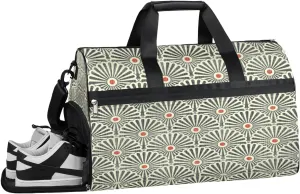 Retro Pattern Sports Gym Bag with Wet Pocket & Shoes Compartment Waterproof Workout Duffel Bag for Women and Men Weekender Overnight Duffle Bag Travel Carry-on Tote