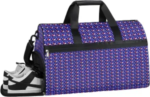 Retro Usa Pattern Gym Bag for Men Women Vintage 4th Of July Sports Duffle Bags Weekender Overnight Bag with Shoes Compartment Waterproof Travel Bags