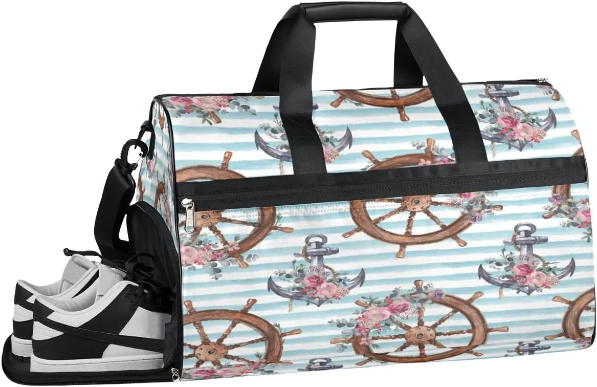 Roulette Spear Flowers Resistant Sports Gym Bag for Women Men Travel Duffel bag with Wet Pocket & Shoes Compartment Waterproof Weekender Bag 19.7"x9.9"x13"
