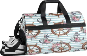 Roulette Spear Flowers Resistant Sports Gym Bag for Women Men Travel Duffel bag with Wet Pocket & Shoes Compartment Waterproof Weekender Bag 19.7"x9.9"x13"