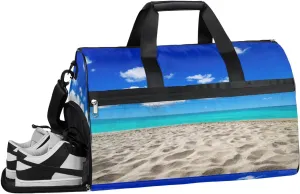 Sandy Beach Sports Gym Bag with Wet Pocket & Shoes Compartment Waterproof Workout Duffel Bag for Women and Men Weekender Overnight Duffle Bag Travel Carry-on Tote