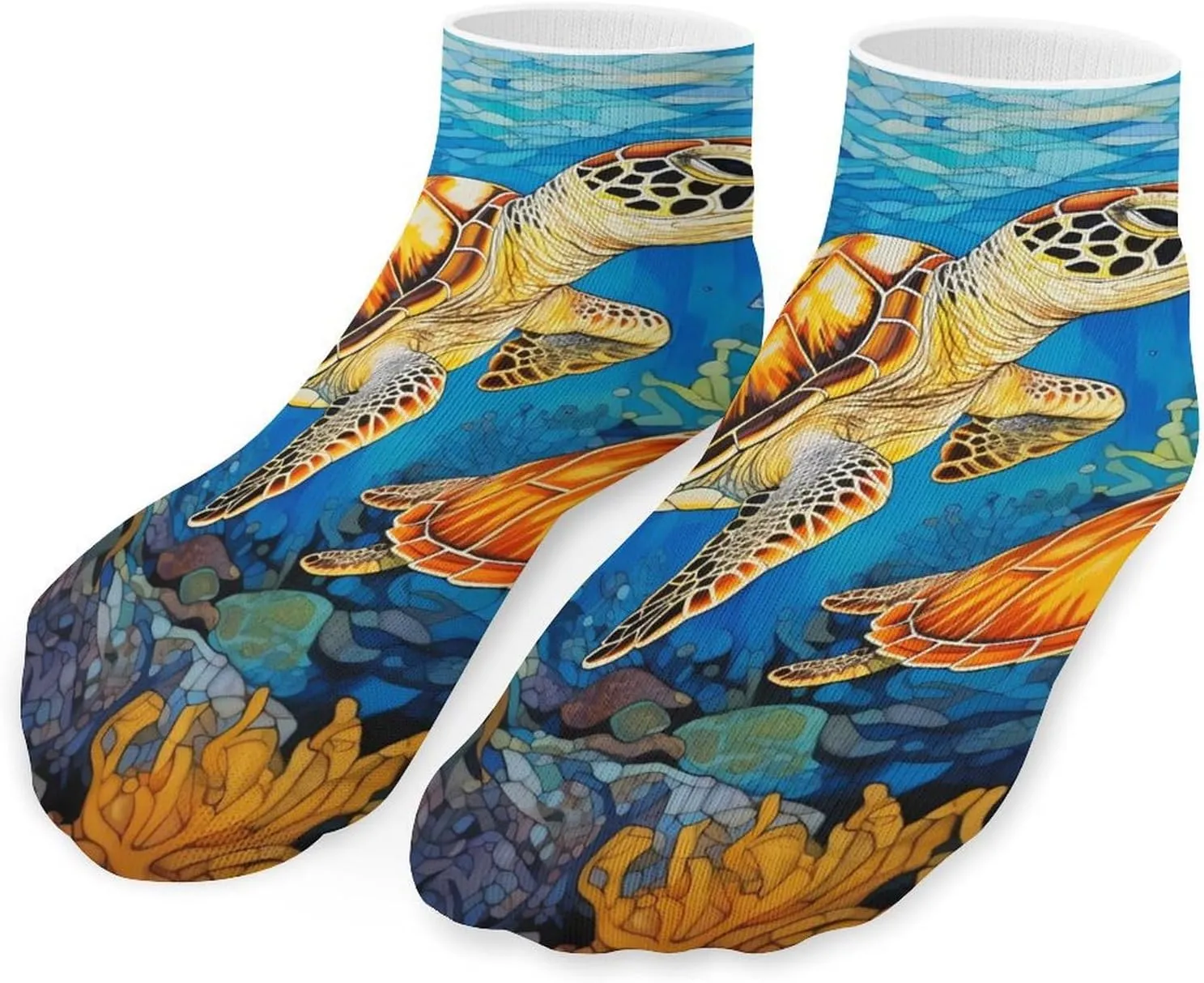 Sea Turtles Cute Ankle Socks 1 Pairs Low Cut No Show Sock Breathable Stocking for Men Women