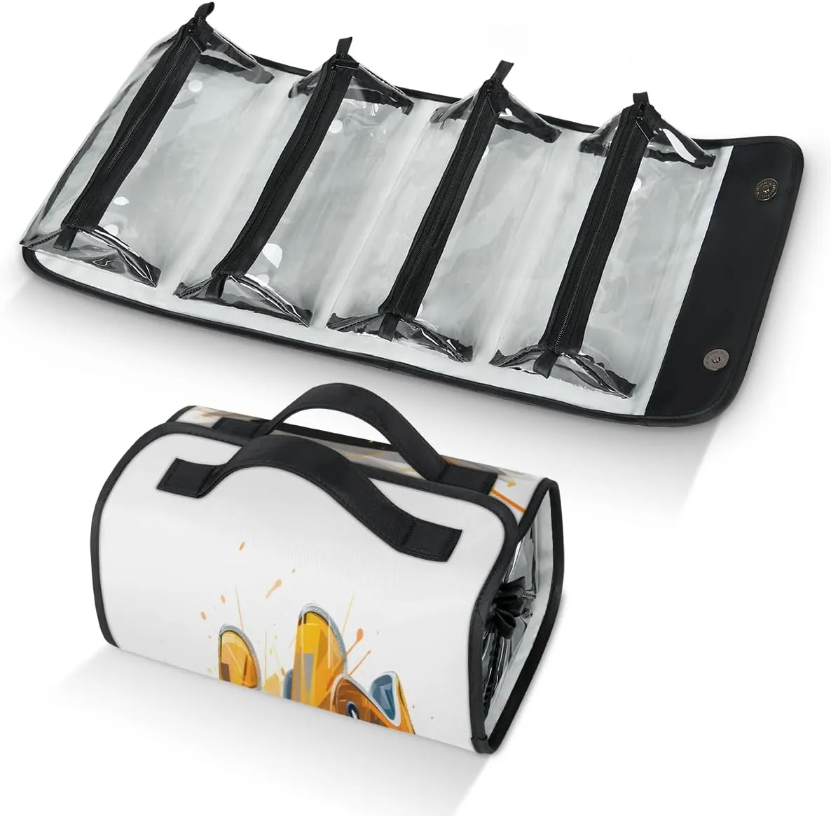 Skateboarding Shoes Travel Toiletry Bag Cosmetic Bag Organizer Foldable Waterproof Makeup Bags with 4 PVC Pouches Clear Travel Organizer Bags for Luggage Business Trip