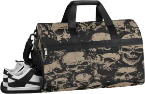 Skull Sports Gym Bag with Wet Pocket & Shoes Compartment Waterproof Workout Duffel Bag for Women and Men Weekender Overnight Duffle Bag Travel Carry-on Tote