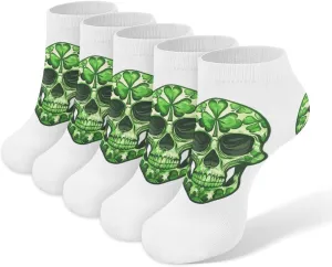 Skull St. Patrick's Day 5 Pairs Low Cut Ankle Socks for Men Women Athletic Running Socks No Show Breathable