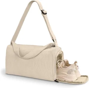 Small Gym Bag for Women with Shoes Compartment, Stylish Duffle Travel Bag for Plane, Lightweight Duffle Bag for Women & Men, Sport Gym Tote Bag with Wet Pocket for Yoga, Pilates, Swimming, Corduroy