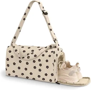 Small Gym Bag for Women with Shoes Compartment, Stylish Duffle Travel Bag for Plane, Lightweight Duffle Bag for Women & Men, Sport Gym Tote Bag with Wet Pocket for Yoga, Pilates, Swimming, Corduroy