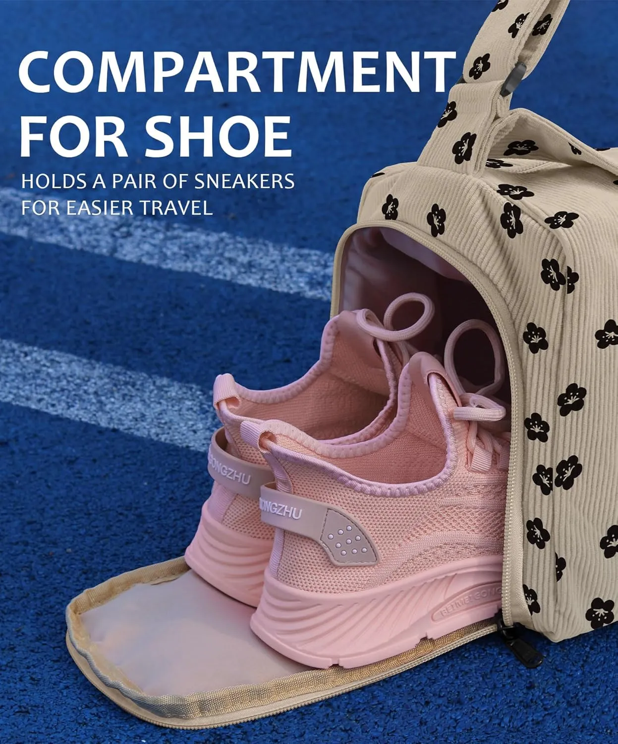 Small Gym Bag for Women with Shoes Compartment, Stylish Duffle Travel Bag for Plane, Lightweight Duffle Bag for Women & Men, Sport Gym Tote Bag with Wet Pocket for Yoga, Pilates, Swimming, Corduroy