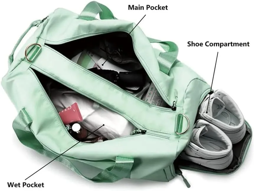 Small Size Gym Bag for Women and Men, Workout Bag for Sports and Weekend Getaway, Waterproof Travel Duffel Bag with Shoe and Wet Clothes Compartments (BLUE)