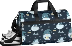 Snowflake Sports Gym Bag with Wet Pocket & Shoes Compartment Waterproof Workout Duffel Bag for Women and Men Weekender Overnight Duffle Bag Travel Carry-on Tote