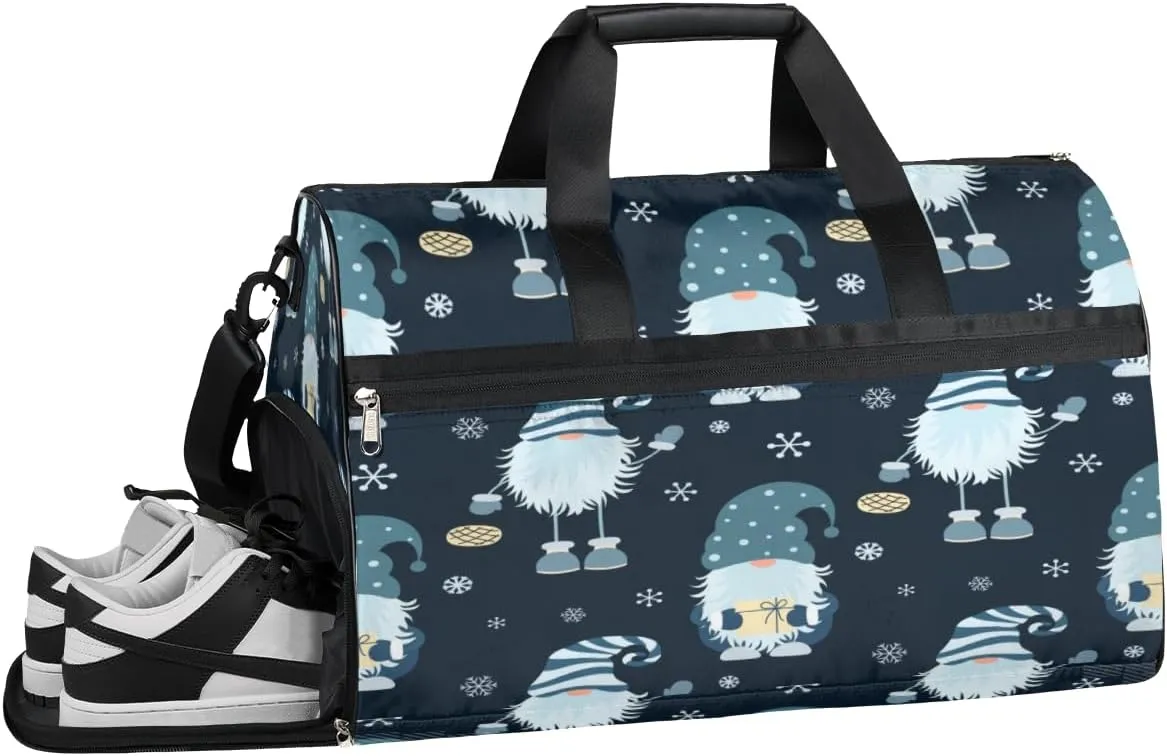 Snowflake Sports Gym Bag with Wet Pocket & Shoes Compartment Waterproof Workout Duffel Bag for Women and Men Weekender Overnight Duffle Bag Travel Carry-on Tote