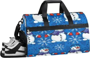 Snowman Sports Gym Bag with Wet Pocket & Shoes Compartment Waterproof Workout Duffel Bag for Women and Men Weekender Overnight Duffle Bag Travel Carry-on Tote