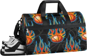 Sport Basketball Sports Gym Bag with Wet Pocket & Shoes Compartment Waterproof Workout Duffel Bag for Women and Men Weekender Overnight Duffle Bag Travel Carry-on Tote