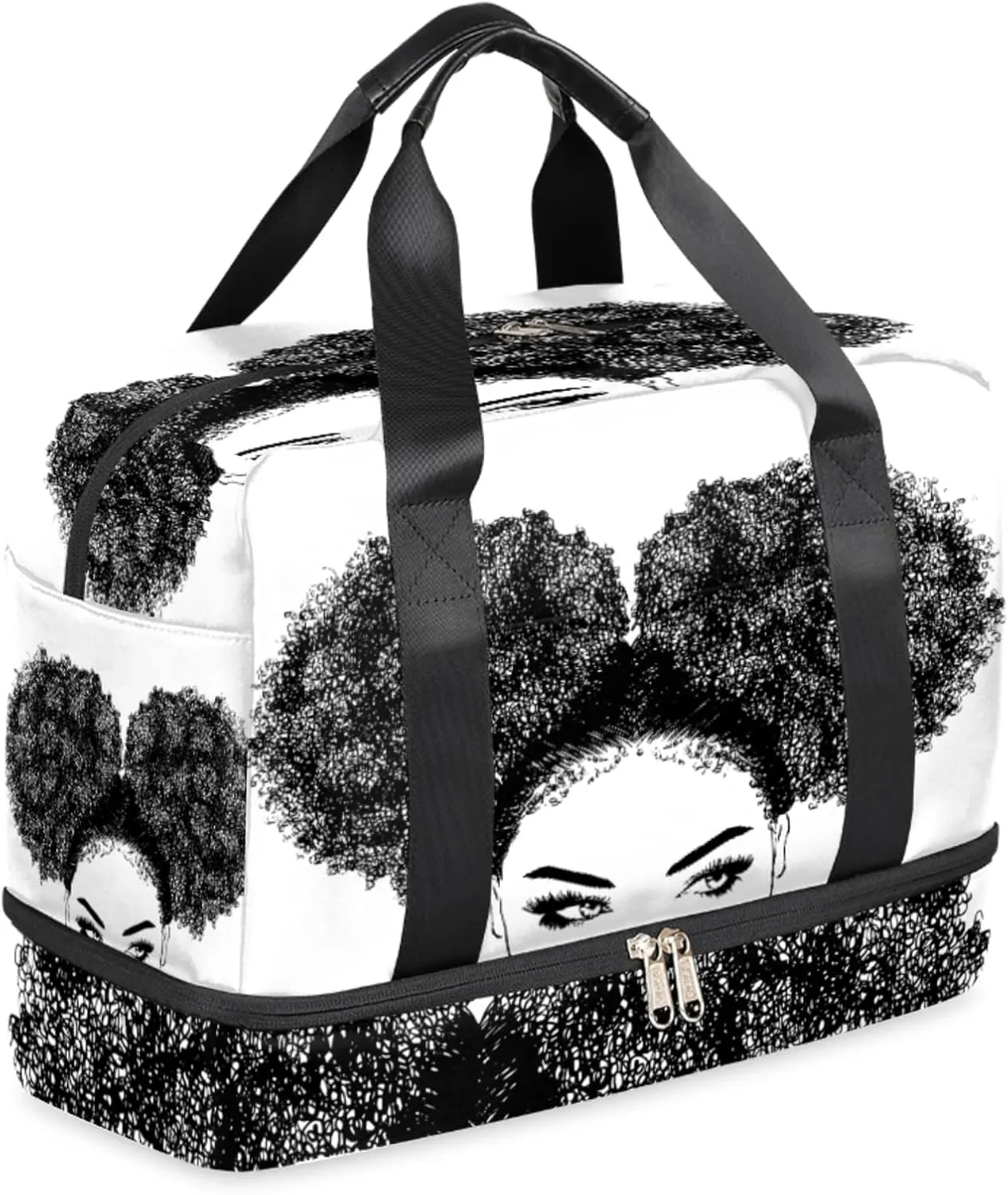 Sport Gym Bag African American Woman Travel Duffel Bag for Woman Man Lightweight Weekend Overnight Yoga Workout Bag with Shoe Compartment