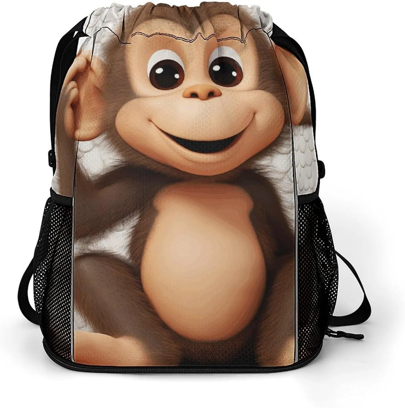 Sports Belt Pocket,Cute Monkey Drawstring Backpack,drawstring Bag,travel Drawstring Backpack with Side Pocket, 45.5x41.5x36cm, Style