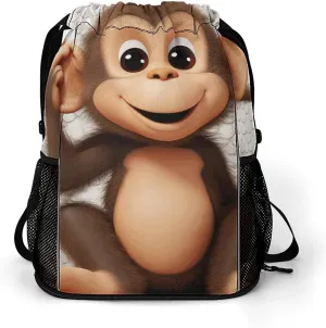 Sports Belt Pocket,Cute Monkey Drawstring Backpack,drawstring Bag,travel Drawstring Backpack with Side Pocket, 45.5x41.5x36cm, Style