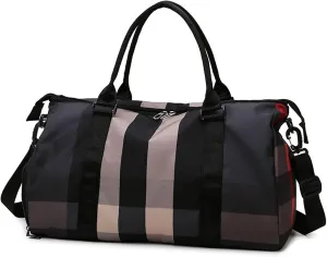 Sports Duffel Bags Gym Bags For Women Men With Shoes Pocket Nylon Large Big Fashion Travel Training Waterproof Sports Fitness Shopper Shoulder Bag(Black Color)