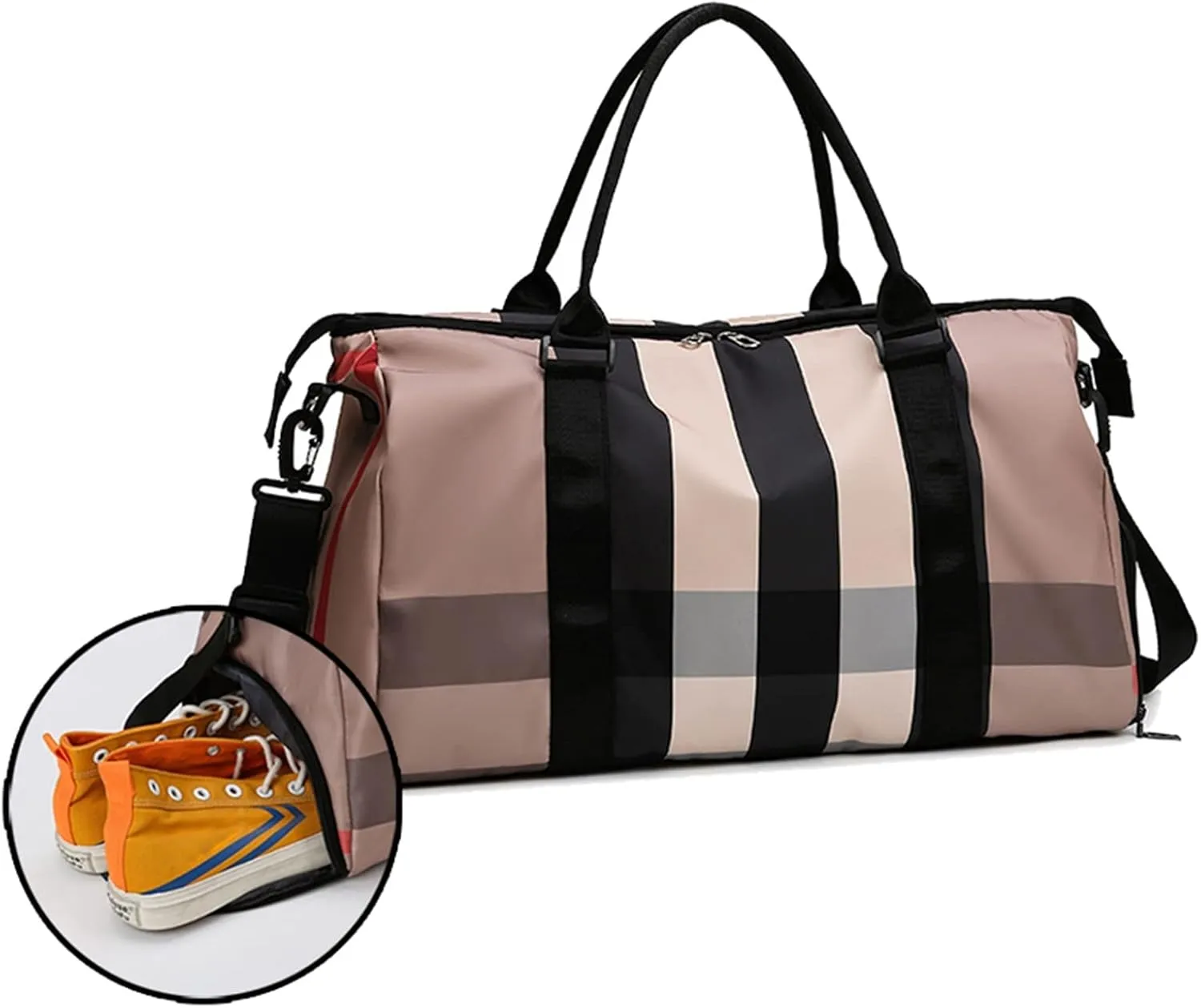 Sports Duffel Bags Gym Bags For Women Men With Shoes Pocket Nylon Large Big Fashion Travel Training Waterproof Sports Fitness Shopper Shoulder Bag(Khaki)