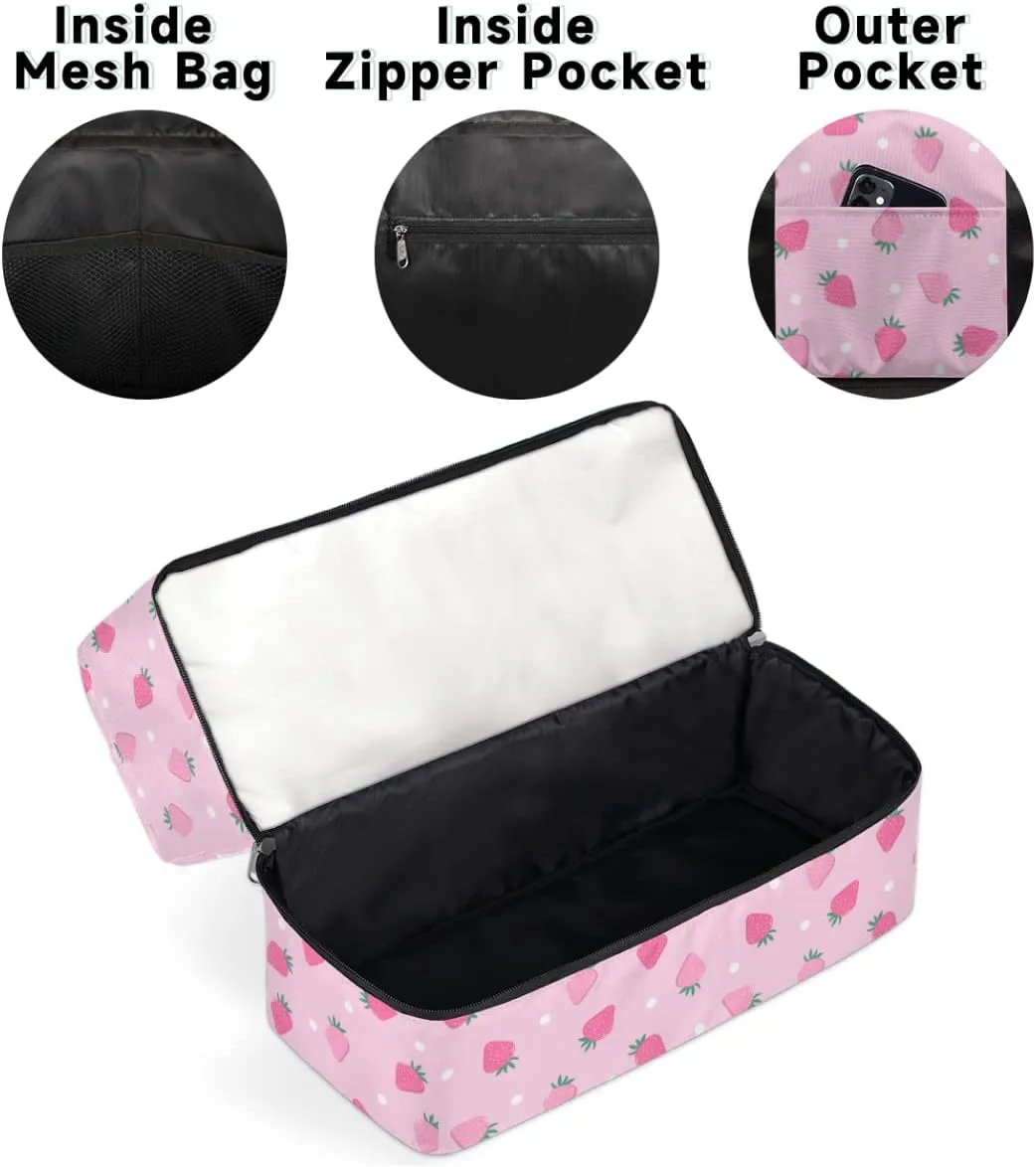 Sports Gym Bag Travel Duffel Bag Waterproof Lightweight Swim Bag Travel Tote Luggage Weekender Overnight Handbag Workout Bag with Shoes Compartment for Women Men, Pink Strawberry