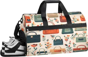 Sports Gym Bag Women Men with Wet Pocket & Shoes Compartment, Colorful Bags Pattern Travel Duffel Bag, Workout Dance Bag Tote Bags, Carry On Weekender