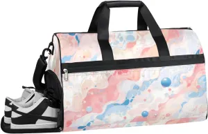 Sports Gym Bag Women Men with Wet Pocket & Shoes Compartment, Multicolored Marble Pattern Travel Duffel Bag, Workout Dance Bag Tote Bags, Carry On Weekender