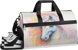 Sports Gym Bag Women Men with Wet Pocket & Shoes Compartment, Unicorn Pastel Colors Travel Duffel Bag, Workout Dance Bag Tote Bags, Carry On Weekender