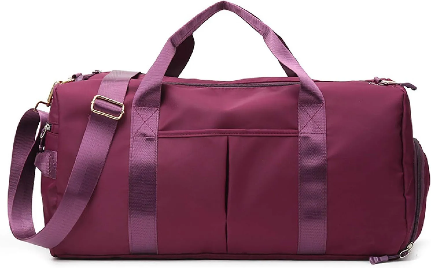 Sports Travel Duffel Bag with Wet Pocket & Shoes Compartment Water Resistant Luggage Packable Duffle Bag Weekender Bag for Women and Men purple 20-35L
