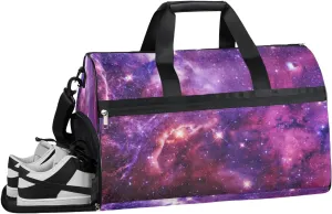 Starry Sky Patterns Resistant Sports Gym Bag for Women Men Travel Duffel bag with Wet Pocket & Shoes Compartment Waterproof Weekender Bag 19.7"x9.9"x13"