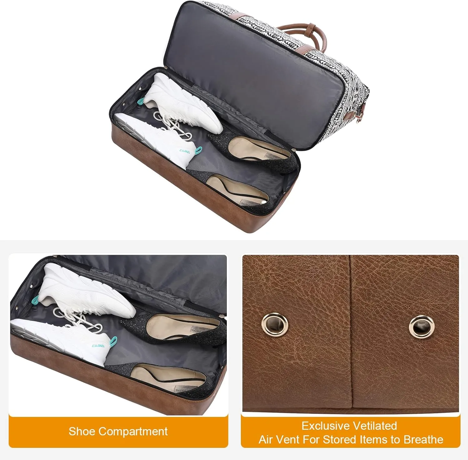 Sucipi Weekender Bags for Women Canvas Travel Duffle Bag with Shoe Compartment Overnight Bag Carry on Gym Duffel with Toiletry Bag for Traveling Weekend Hospital Bags for Labor and Delivery