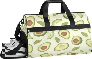 Summer Avocado Fruit Sports Gym Bag with Wet Pocket & Shoes Compartment Waterproof Workout Duffel Bag for Women and Men Weekender Overnight Duffle Bag Travel Carry-on Tote