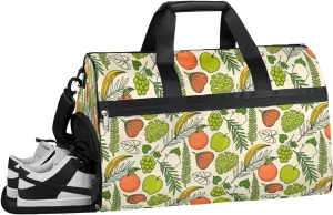 Summer Fruit Plants Sports Gym Bag with Wet Pocket & Shoes Compartment Waterproof Workout Duffel Bag for Women and Men Weekender Overnight Duffle Bag Travel Carry-on Tote