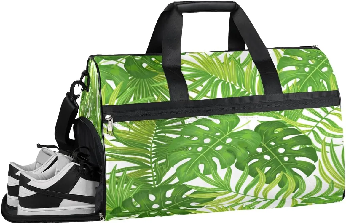 Summer Tree Leaves Resistant Sports Gym Bag for Women Men Travel Duffel bag with Wet Pocket & Shoes Compartment Waterproof Weekender Bag 19.7"x9.9"x13"