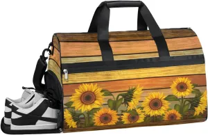 Sunflower Colorful Sports Gym Bag with Wet Pocket & Shoes Compartment Waterproof Workout Duffel Bag for Women and Men Weekender Overnight Duffle Bag Travel Carry-on Tote