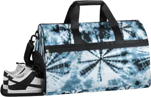 Tie Dye Swirl Pattern Resistant Sports Gym Bag for Women Men Travel Duffel bag with Wet Pocket & Shoes Compartment Waterproof Weekender Bag 19.7"x9.9"x13"
