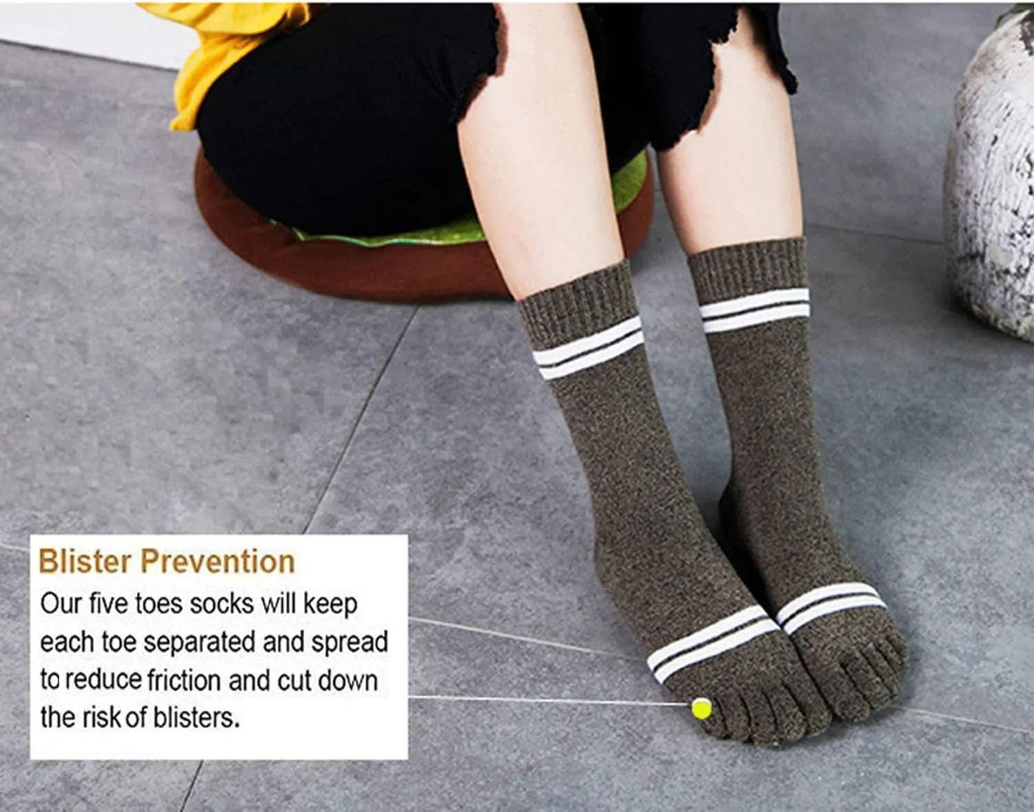Toe Socks Cotton Crew Five Finger Socks Running Athletic for Men Women 5 Pack